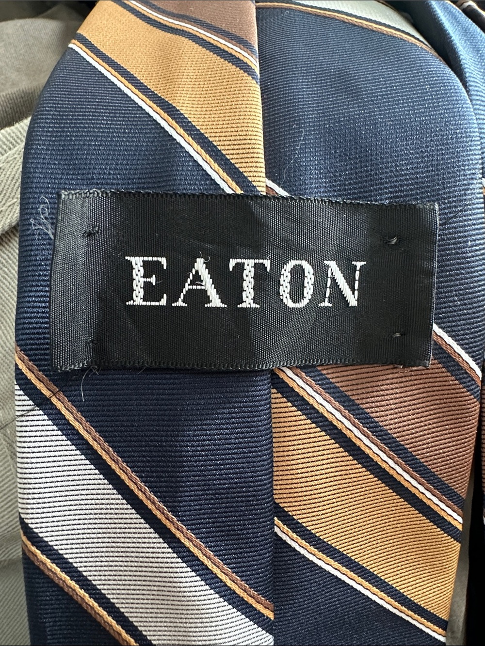 Vintage Eaton Striped Tie Blue/Gold - Picture 2 of 7